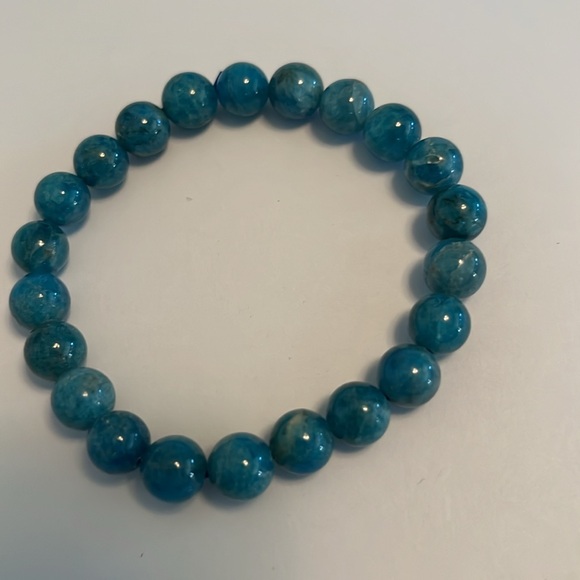 CRYSTAL BLUE APATITE BEADED BRACELETS. 4 PACK. NWOT. - Picture 2 of 5